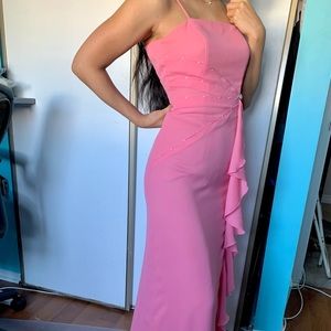 Pink Beaded Bridesmaid Wedding Dress